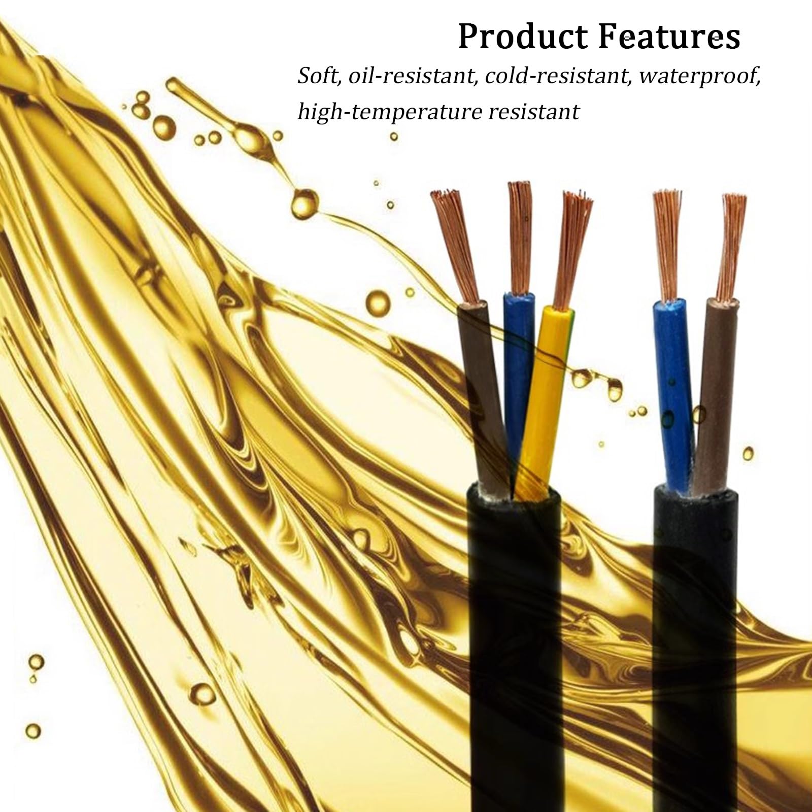 Cavo Elettrico Flessibile Da 1/1,5/2,5/4/6 Mm² Filo Di Rame A 2 Nuclei - Cavo Di Alimentazione Impermeabile A Lunga Durata Resistente All'olio, 90 M for Progetti Di Costruzione(1mm²)