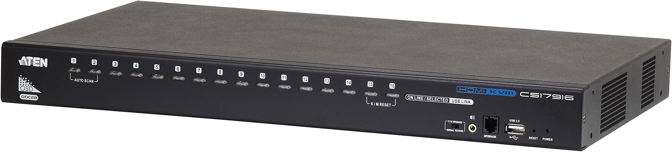 16-Port USB - HDMI KVM Switch w/USB Peripheral port, CS17916-AT-G