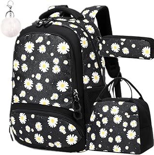 Sac A Dos Fille CP CE1 CE2 Grande Capacité Cartable Primaire Enfant avec Sac à Lunch + Trousse pour École Loisirs Voyage