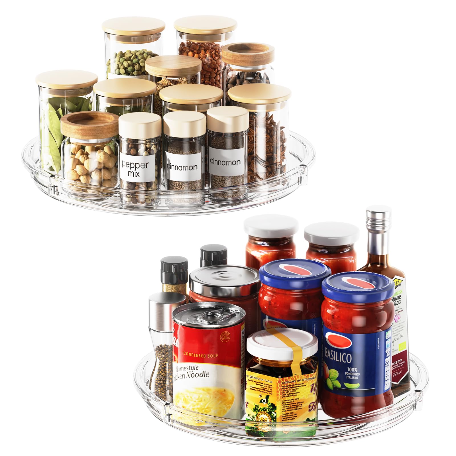 LAMU 2 Pack 9-Inch Clear Lazy Susan Organizer