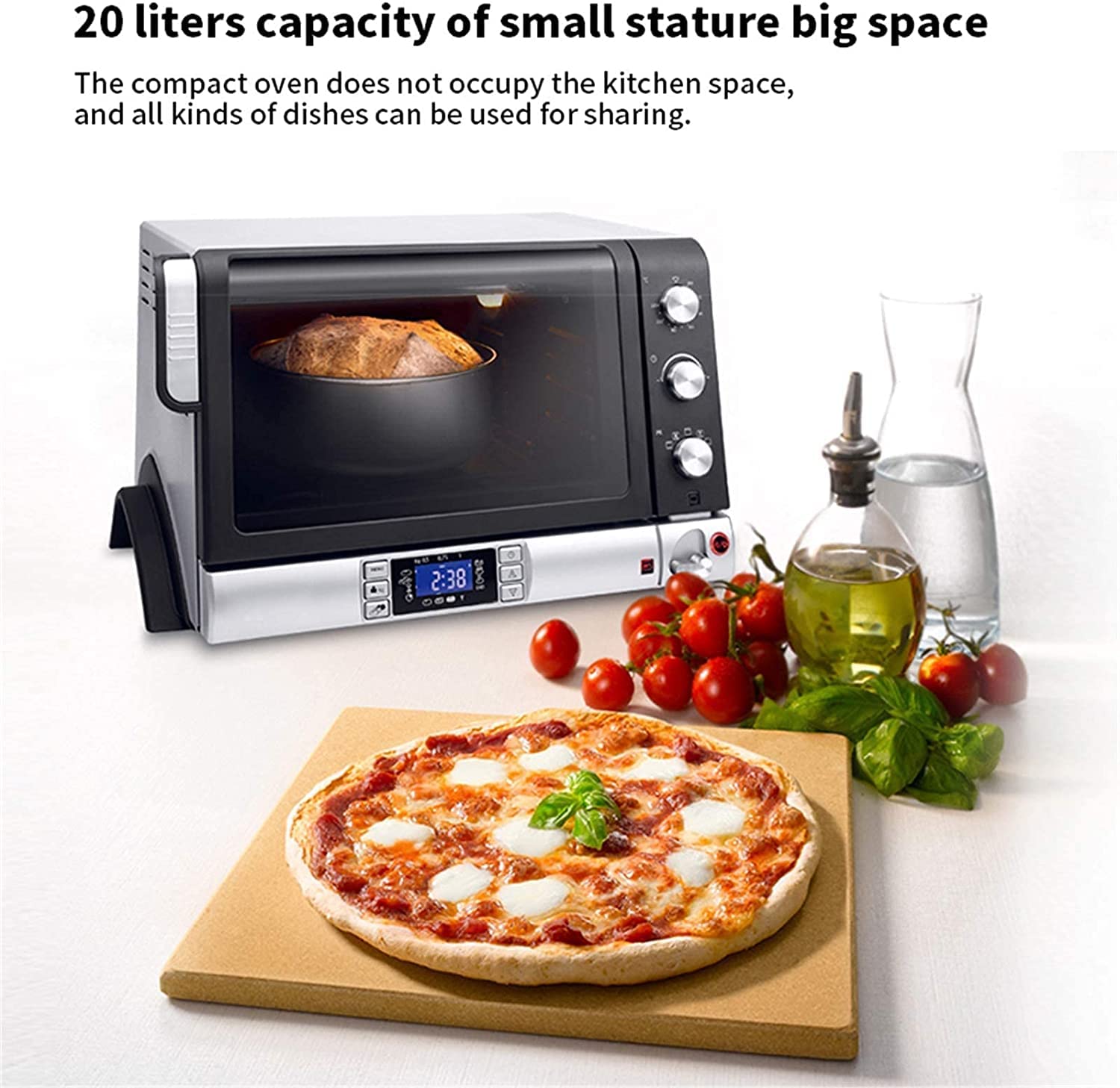 Oven Solo Forno a microonde in Silver Tact Forno Elettrico Singolo Integrato - Fornello alogeno a convezione Premium in Acciaio Inossidabile Ideale per arrostire, cuocere al Forno Estetico e