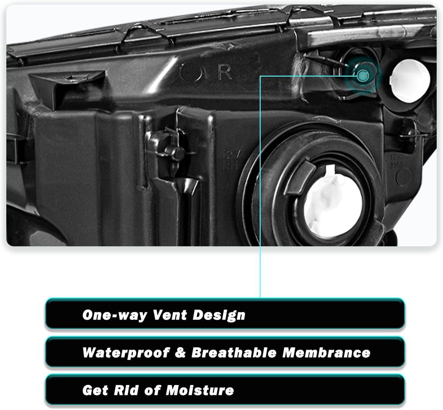 Headlight Assembly Fit w/Bulbs for 2007-2011 Honda CR-V Passenger and Driver Side (Black Housing with Amber Reflector)