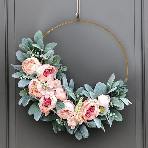 Miniatura 8 de 15 piezas de centro de mesa de aro floral de metal con soporte para mesa, anillo de corona dorada de macramé de metal con 15 soportes, decoración de