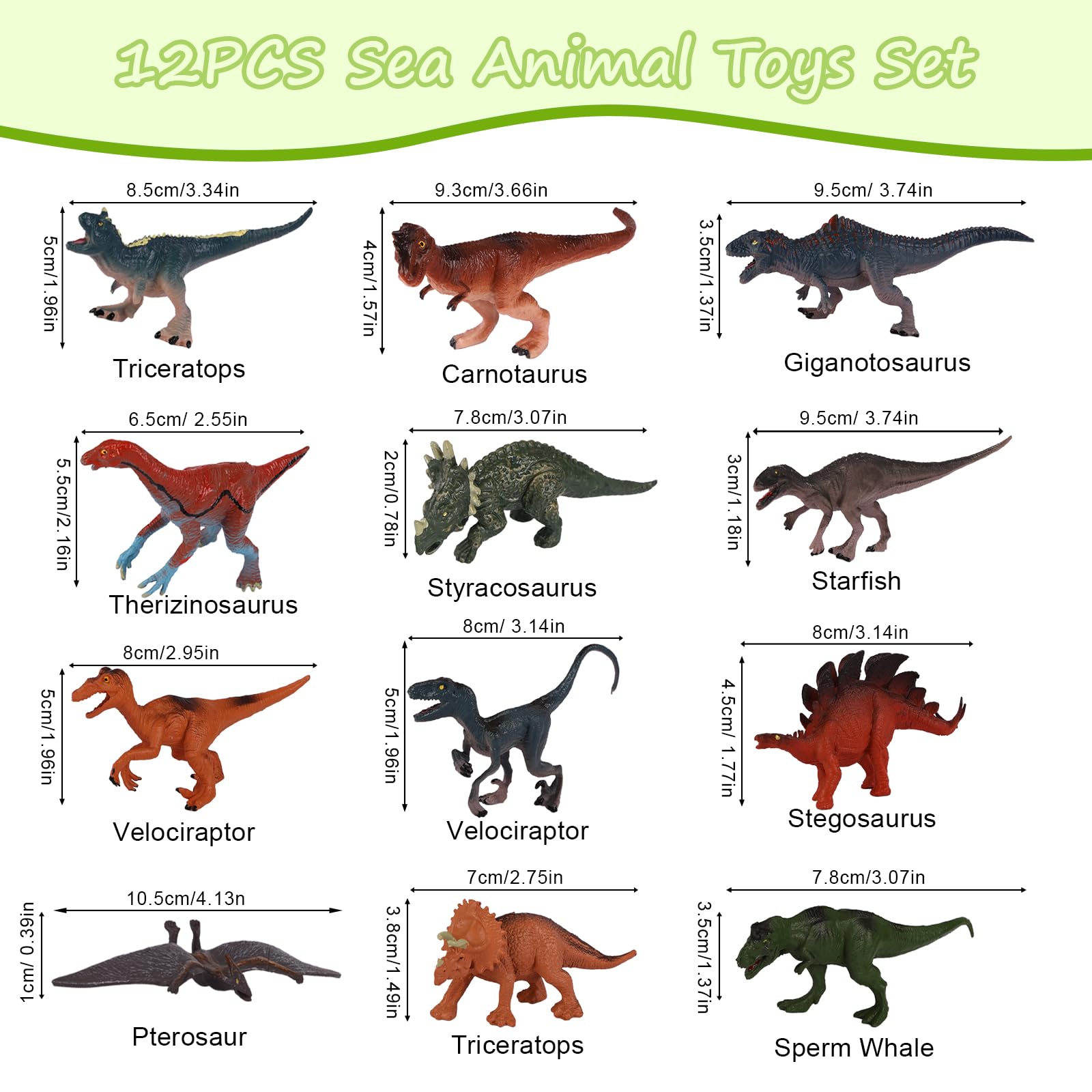 12PCS Dinosaur Toys for Boys Realistic Dinosaur Animal Figures with T-Rex, Triceratops, Stegosaurus, Pterosaur - Image 2
