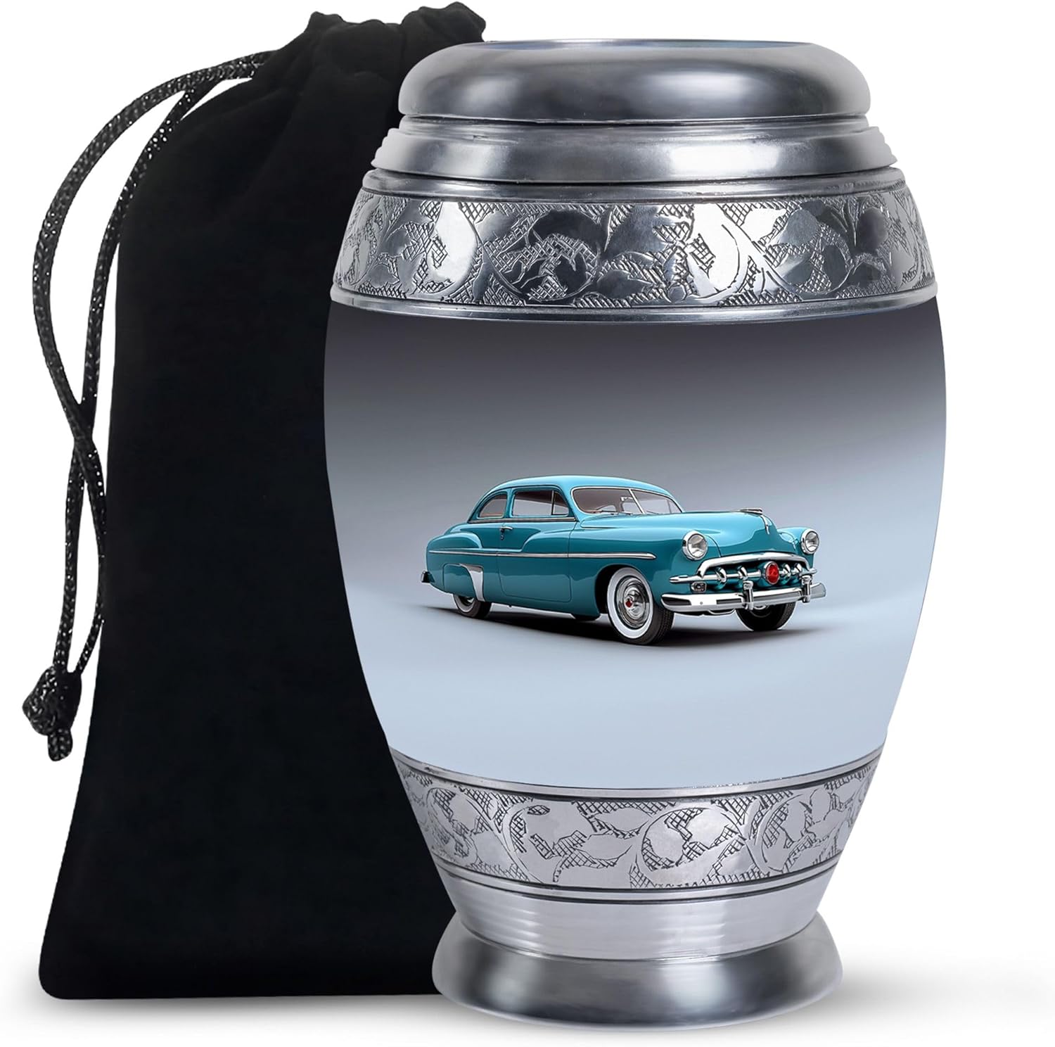 Blue Car Urns for Human Ashes Adult Man - Burial Urn Keepsakes for Dad, Funeral Urn for Spiritual Goodbyes - Ashes Holder - Tiny Cremation Urns for Men Burial in Ground 3 Inch