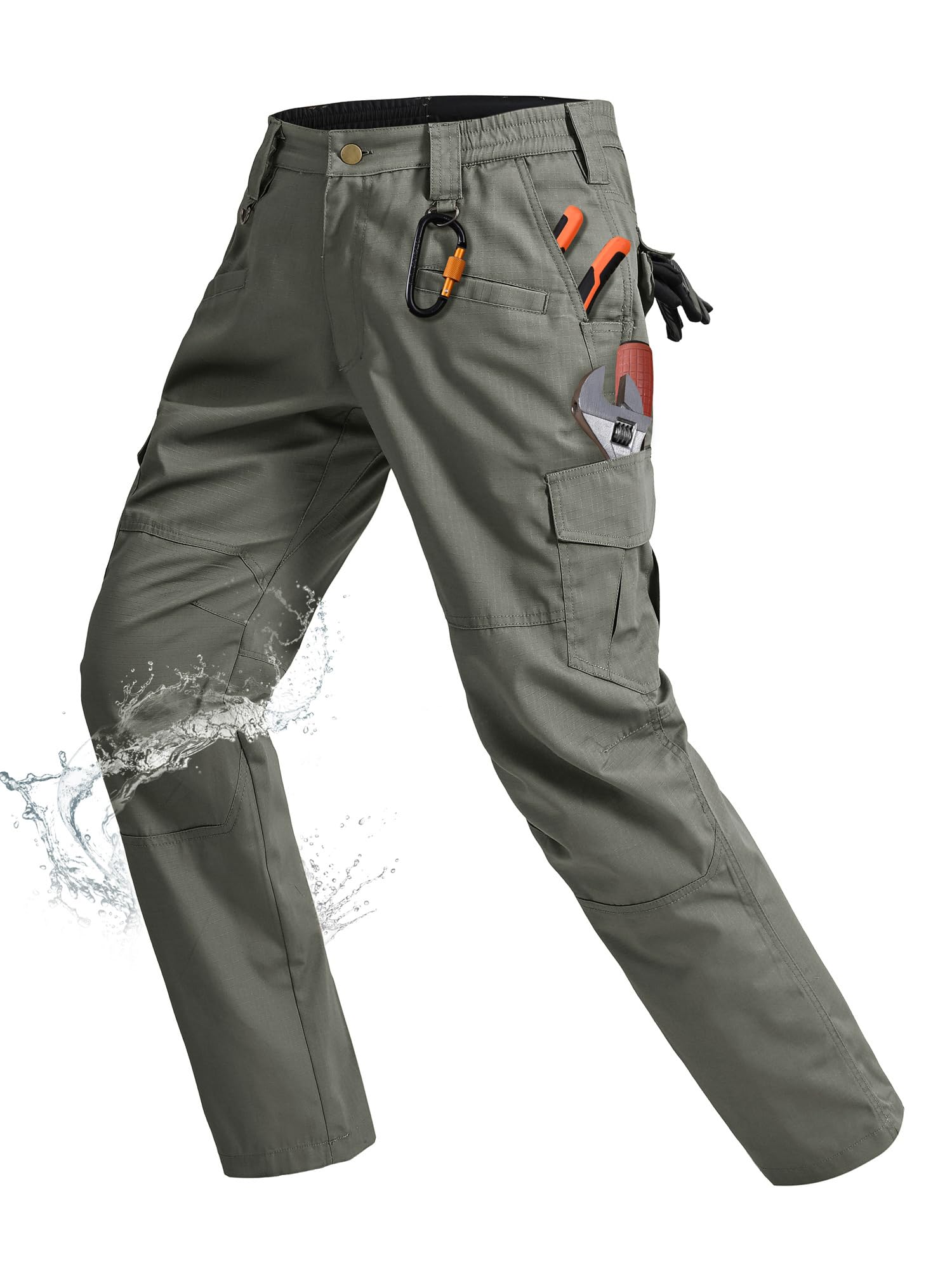 Rapoo Ripstop Water Resistant Cargo Tactical Pants for Men EDC Hiking Work Military Army Pants with 9 Pockets