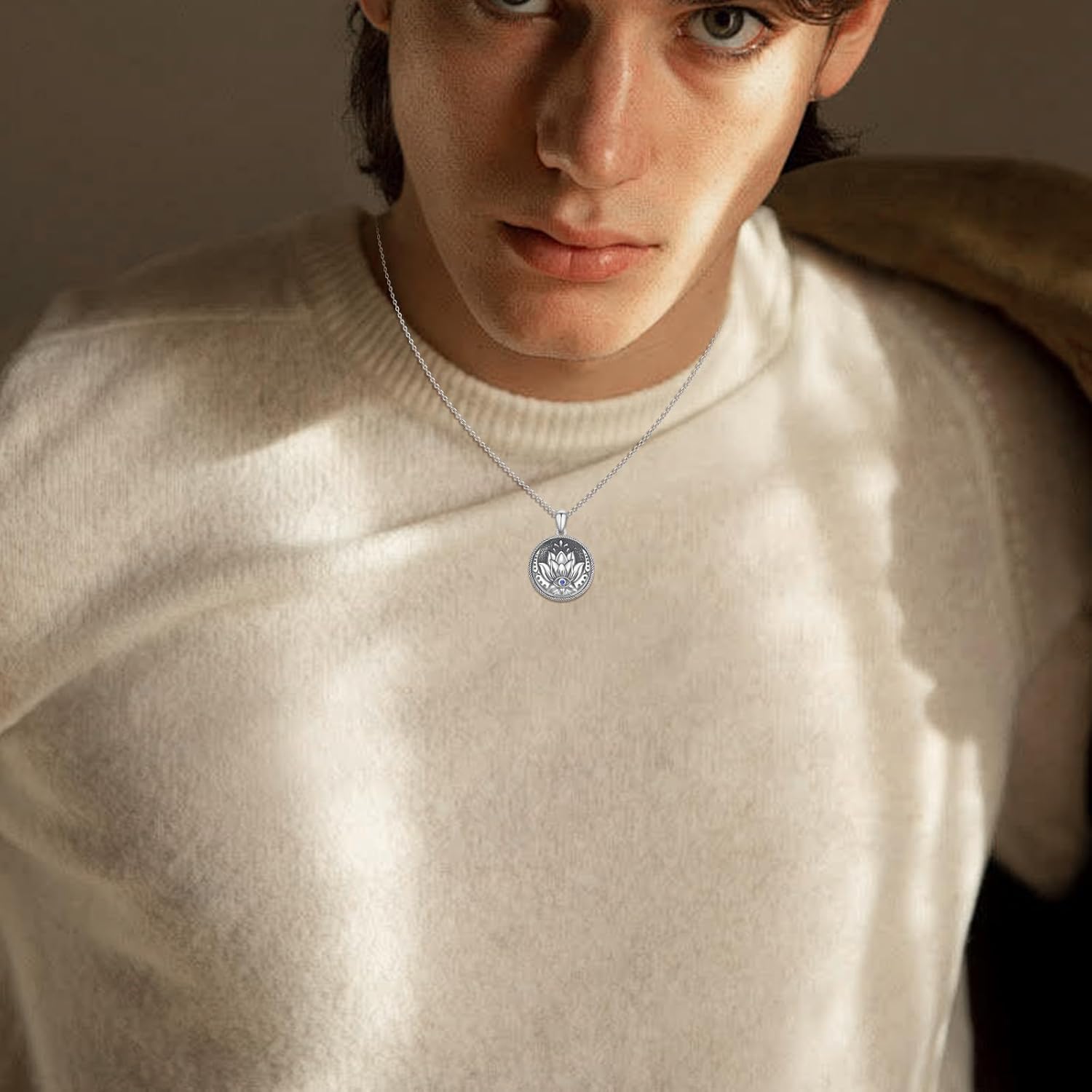 Evil Eye Necklace for Women 925 Sterling Silver, Protection Necklace with Blue Evil Eye Charm, Evil Eye/Lotus Pendant Jewelry, Birthday Christmas Gifts for Her - Image 5