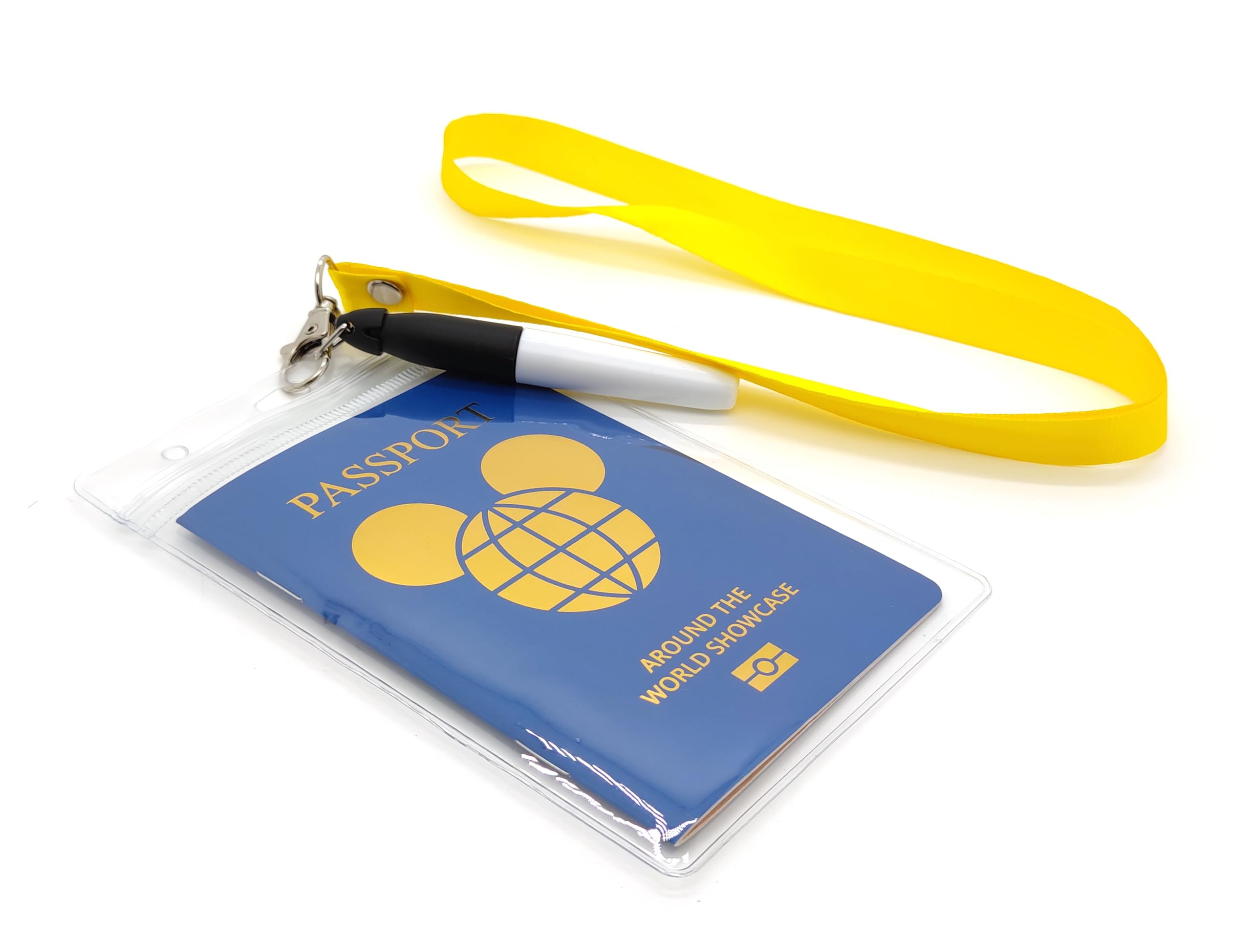 ASVP Shop Epcot Passport Holder, Yellow, Unisex-Adults, Plastic, Minimalist, Lanyard, Travel, Perfect For Epcot Visitors, Adults, Older Children,