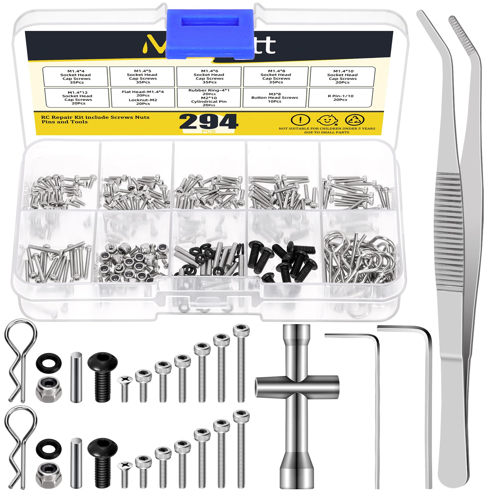 Mardatt 294Pcs M1.4 RC Screw Kit