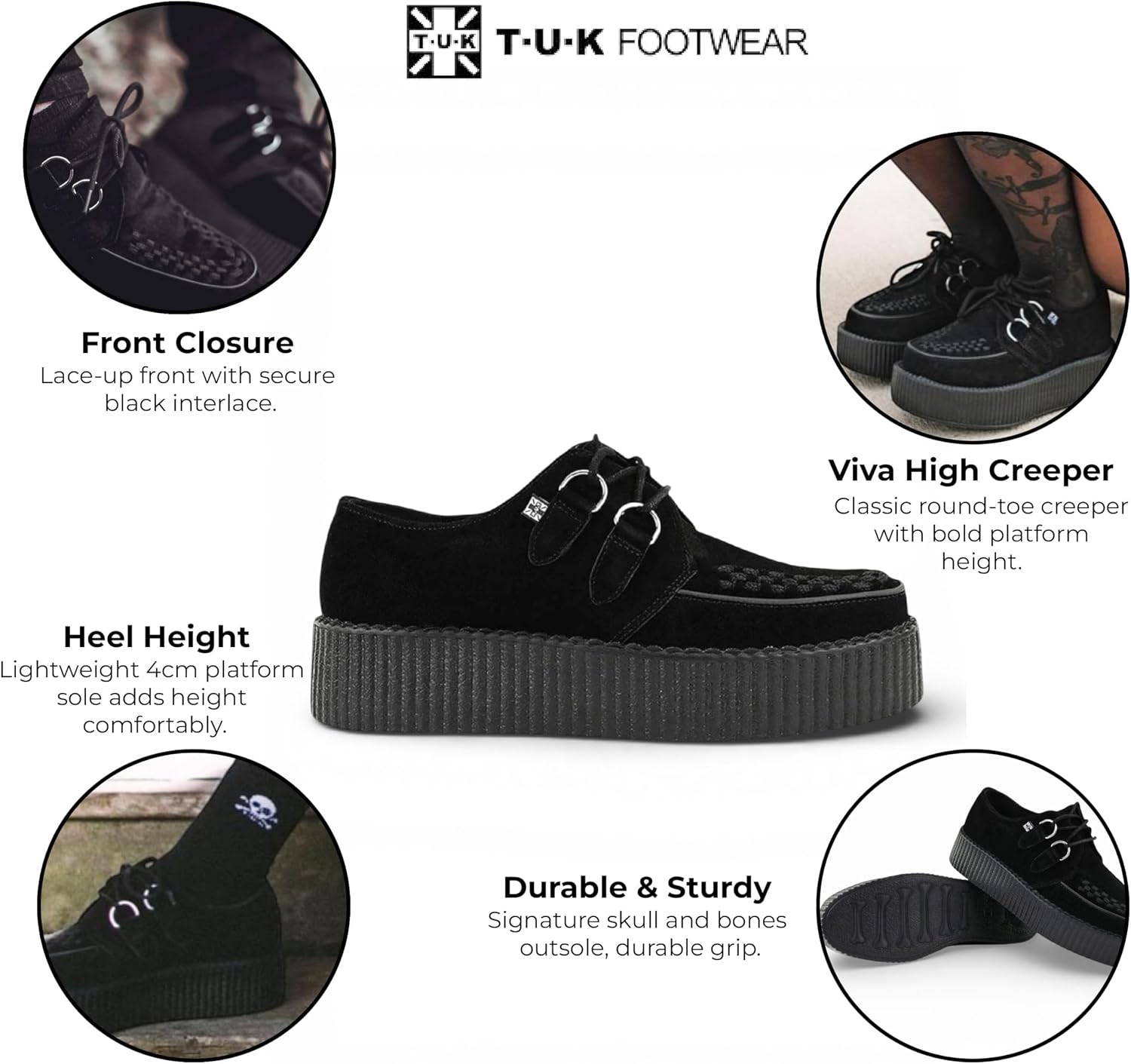 TUK унисекс-обувь Viva High Creepers кожаные готические ботинки на платформе со шнуровкой