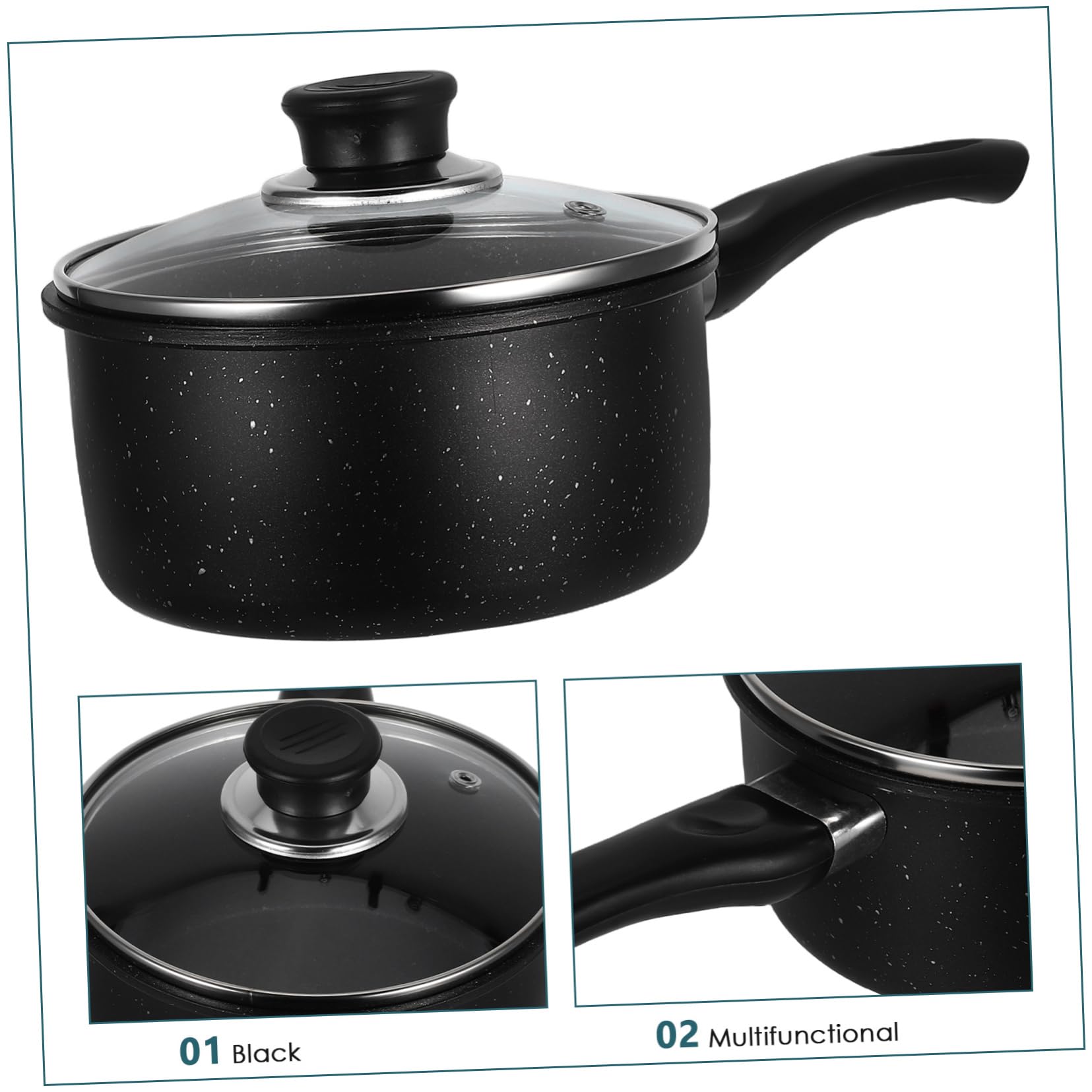 POPETPOP Piccola Casseruola Antiaderente in Maifanstone, Piccola Pentola Nera Multifunzione e Leggera per Cucina, per Latte e Salse