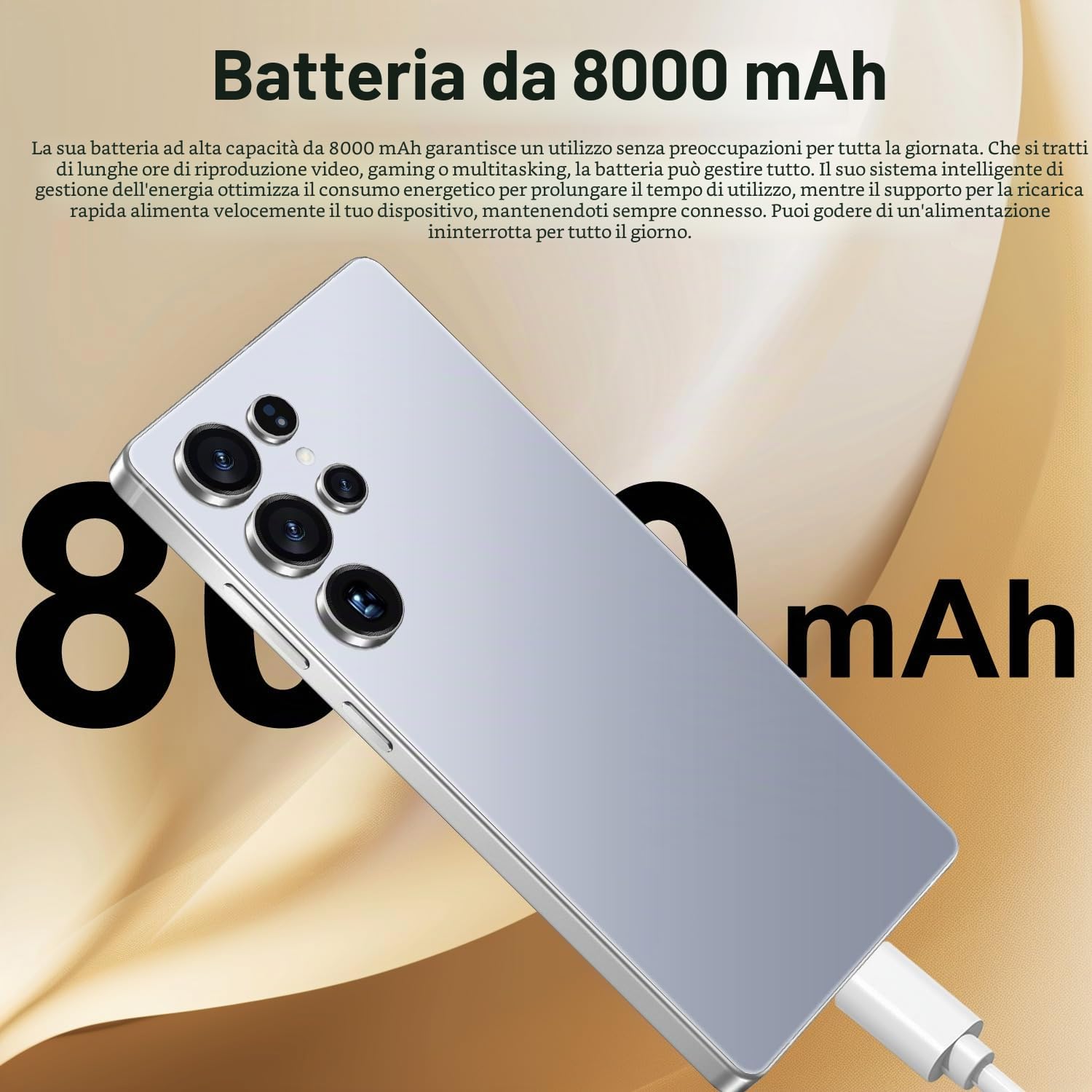 Smartphone S26 Ultra sbloccato 5G con penna integrata, 16GB RAM, 1TB ROM, telefono cellulare Incell HD da 7,3 pollici con schermo intero, batteria a lunga durata da 8000mAh doppia SIM,Purple-1TB