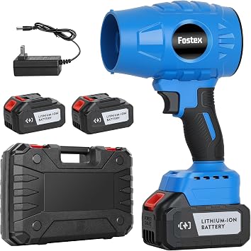 Fostex Brushless Cordless Leaf Blower, Lightweight Handheld Blower with 23.0Ah Battery & Fast Charger, Powerful 28000 RPM Airflow for Lawn Care Yard Patio Cleanup Blue