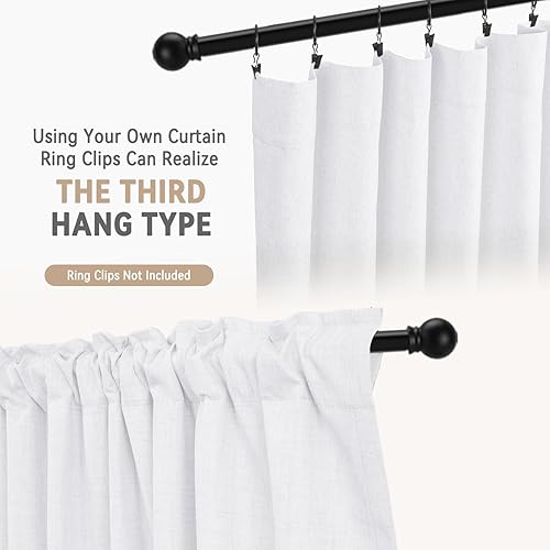 Miniatura 6 de 100% Blackout Shield Cortinas opacas blancas de 108 pulgadas de largo, con pestaña trasera, bolsillo para barra, cortinas opacas con aislamiento