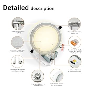 【CPH】575tc SMALL/MEDIUM Topaz Round 6 Inch LED Slim Fit Recessed Downlights, 12 W