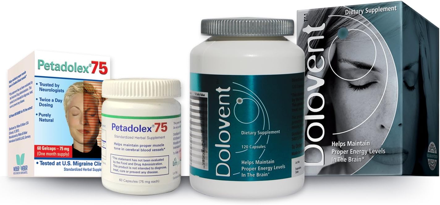 Relief Pack: Petadolex PA-Free Butterbur and Dolovent magnesium-B2-CoQ10-1 Bottle Each