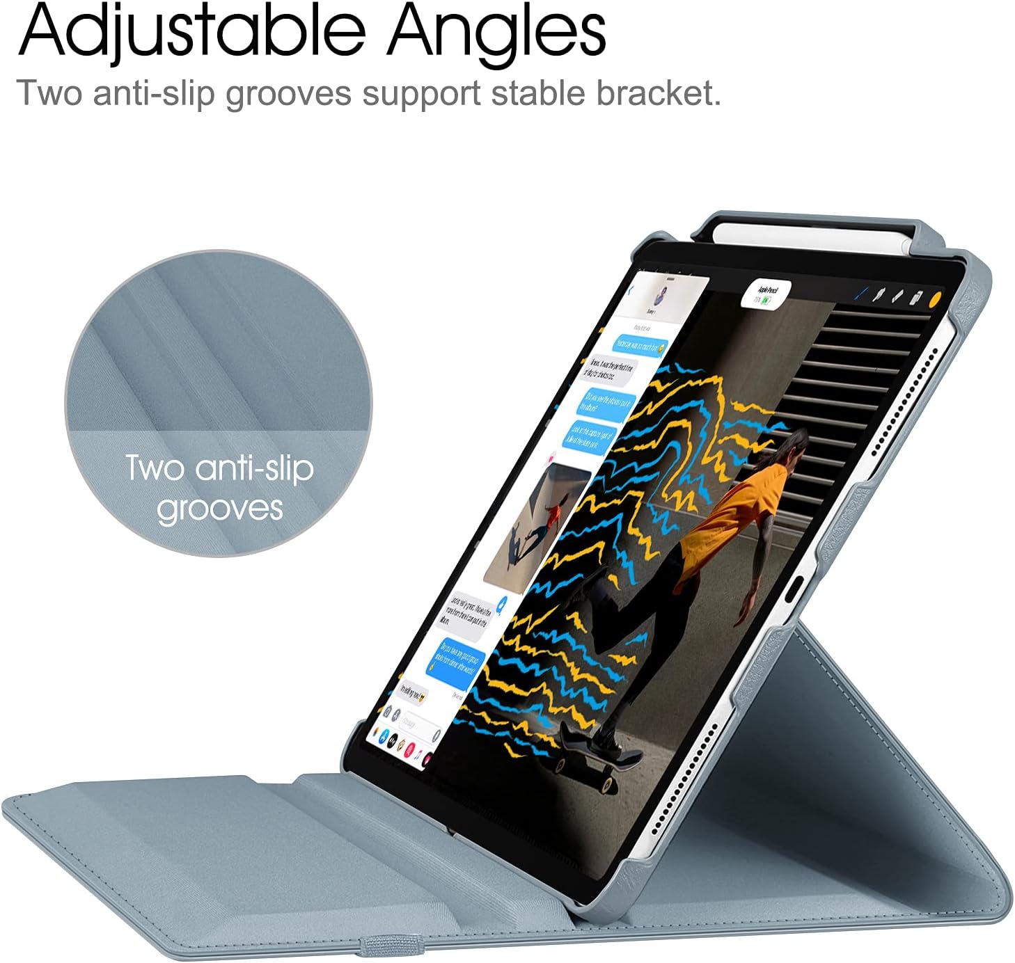 Fintie Rotating Case for iPad Pro 12.9-inch 6th Generation 2022-360 Degree Swiveling Protective Cover with Pencil Holder, Auto Sleep/Wake, Also Fit iPad Pro 12.9" 5th/4th/3rd Gen, Cloudy Blue