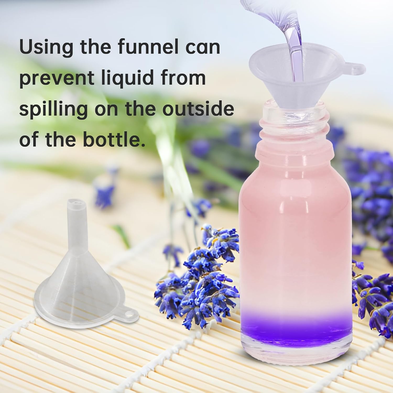 2 PCS 1/2 oz (15 ml) small Boston Glass Bottles with Screw Caps, Mini Glass Essential Oil Bottles with Funnel & Labels, Thick Glass Sample Bottles for Oils, Liquids & Storage (Gradient Pink)