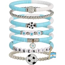 Soccer Bracelets for Women, Game Day Beaded Stretch Bracelet Set, Team Color Sports Accessories, Stackable Charm Bracelets, Gifts for Soccer Moms Fans Coaches