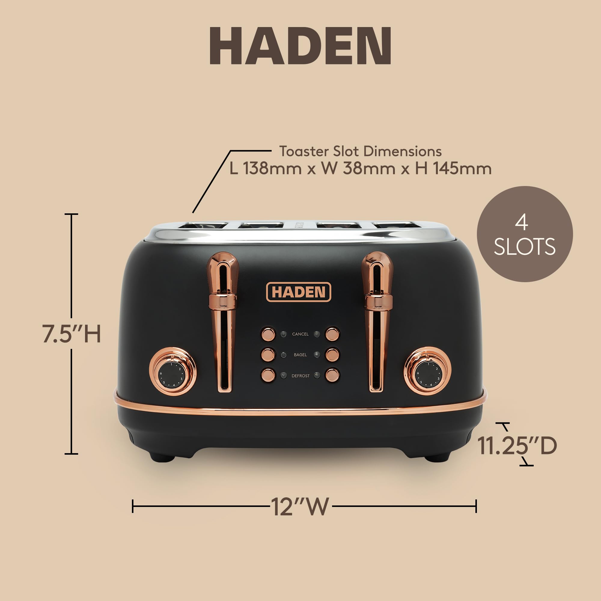 Amazon.com: HADEN Heritage Tostadora de 4 rebanadas con ranuras