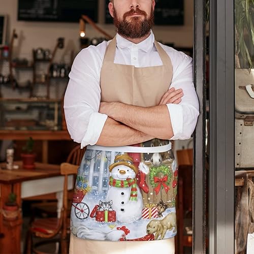 Miniatura 7 de RQZWDQ Delantal de cintura de animales y perros con 3 bolsillos, medio corto, para camarero, restaurante, cocina, babero para hombres y mujeres,