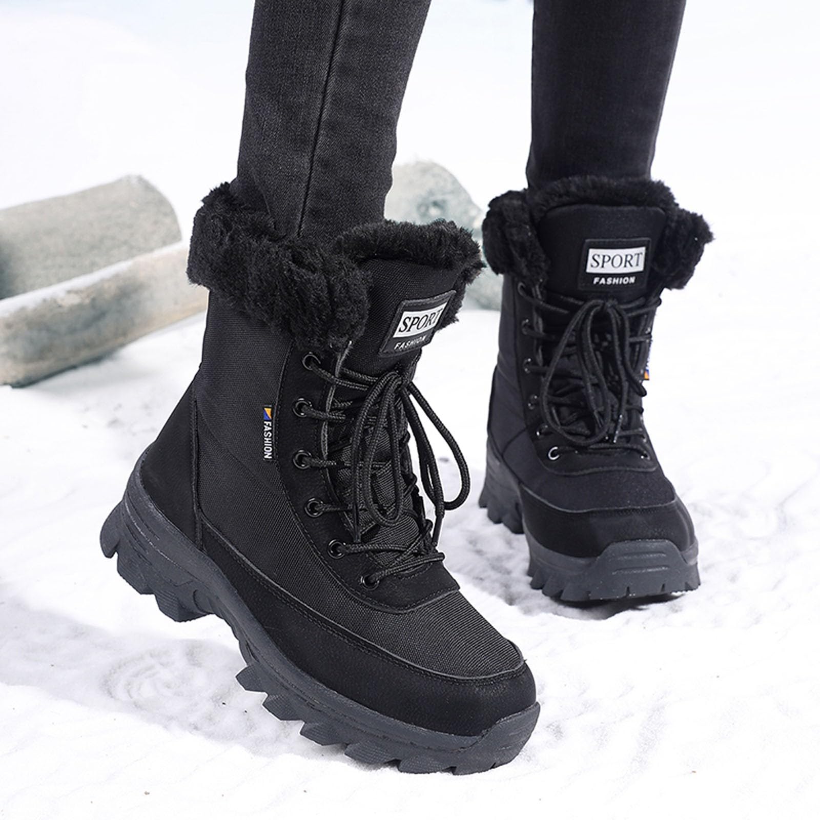 Snowboot DamenPflegeleichte Damen-Winterschuhe für kaltes Wetter mit Rutschfester Sohle warmem Innenfutter stilvolle Stiefeletten für Schnee Frost
