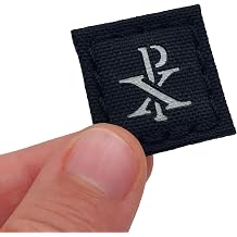 Mini Chi Rho Christogram Symbol Jesus Christ Black on Silver Cat Eye Patch Compatible Morale Laser Cut Patch Backpack Cap Patch Plate Carrier Patch