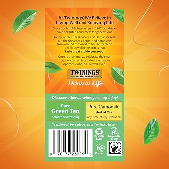 Twinings Pure White Tea Individually Wrapped Bags, 20 Count (Pack of 1), Light & Fresh, Caffeinated, Enjoy Hot or Iced, 20 Teabags