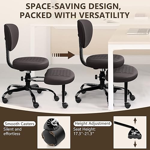 Miniatura 8 de Silla de oficina ergonómica con patas cruzadas con ruedas, altura ajustable para meditación, escritorio de TDAH y yoga, diseño ancho cruzado con
