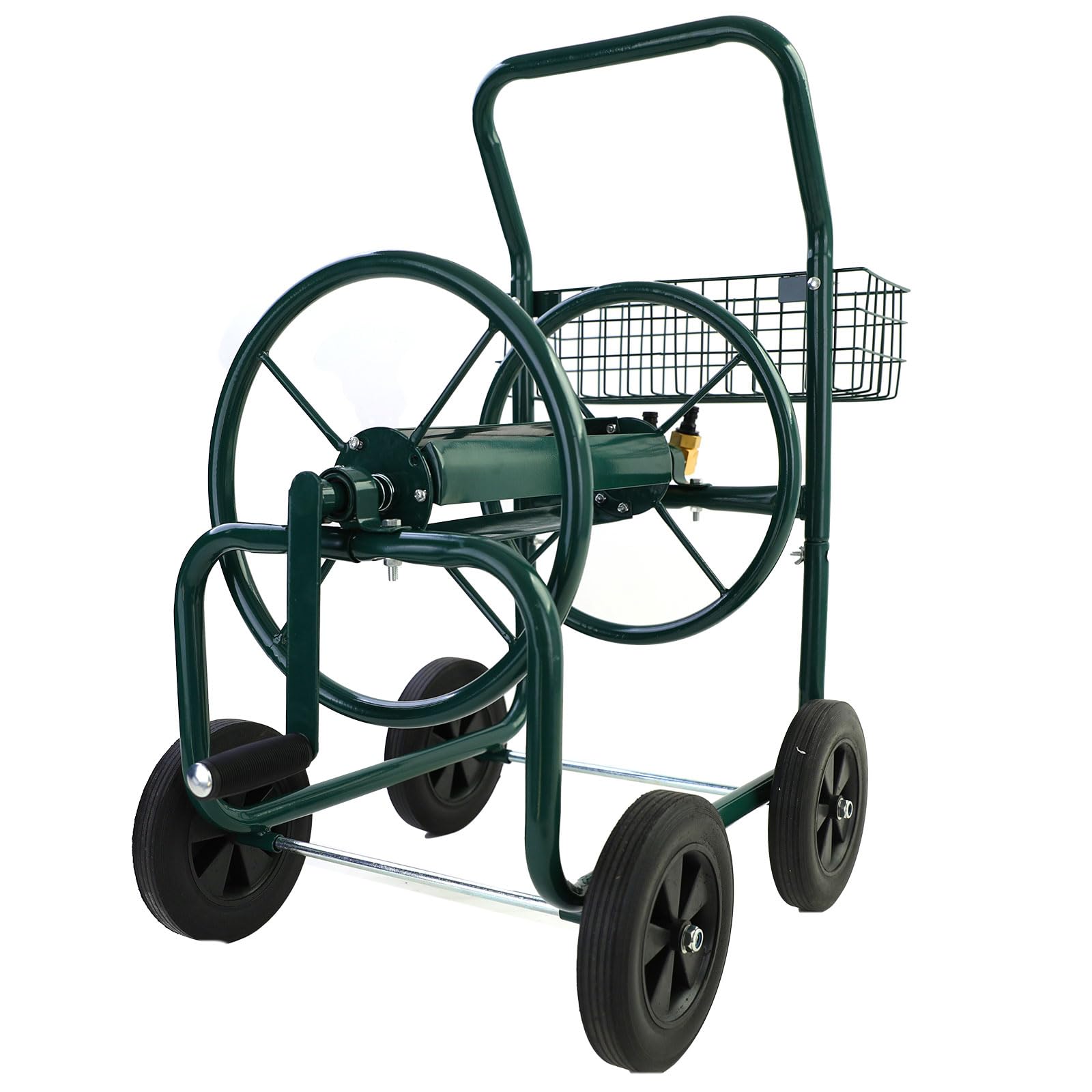 Schlauchwagen Schlauch Handwagen Grün mit Ablagekorb bis 60m Gartenschlauch