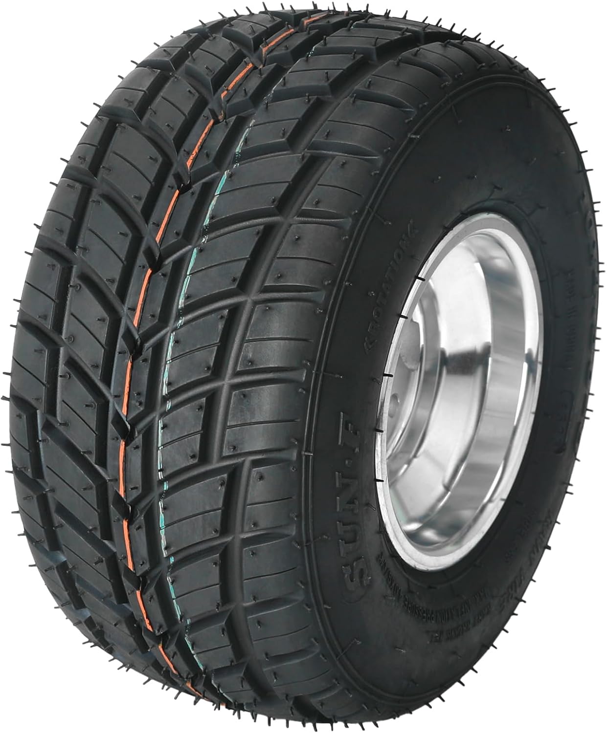 2pcs 10x4.50x5 Rain Tire, 10x4.50-5 Tubeless Go Kart Tire and 5" Aluminum Rim Wheel Assembly for Racing Go Kart Drift Trike Mini Bike Quad Karting Racer, 3 Stud 50mm Bolt Pattern Non-Smooth Tread