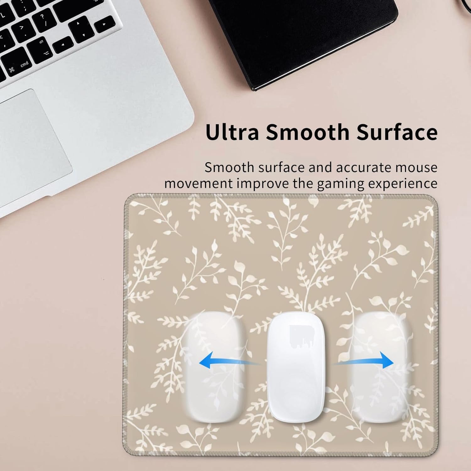 014 Beige Mouse Pad,Neutral Mouse Pad,Floral Desk mat,Aesthetic Office Supplies,8.3 * 10.3 Inches 014 Beige floral image 4 of 7 B0D9SCJKY4