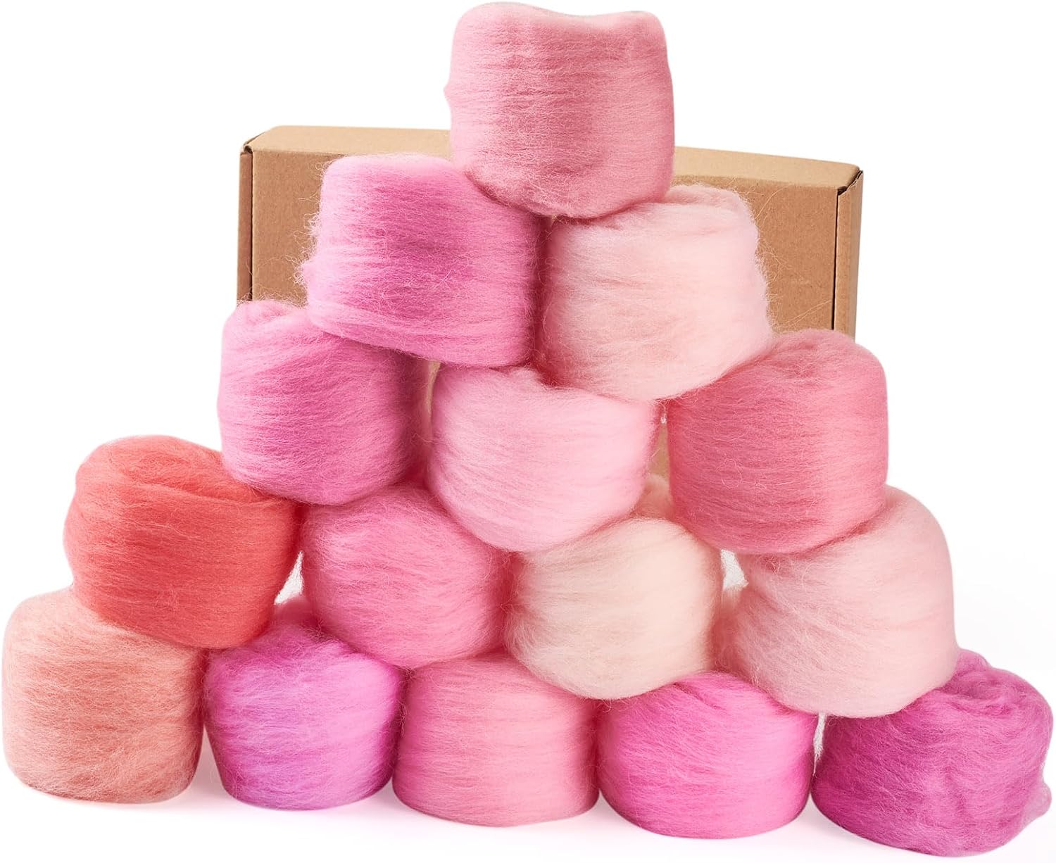 Wool Roving Yarn for Needle Felting Pink Soft Fibre Wool Supplies for DIY Hand Spinning Weaving Beginners Adults Handmade Dolls Felted Animal Women 75 G