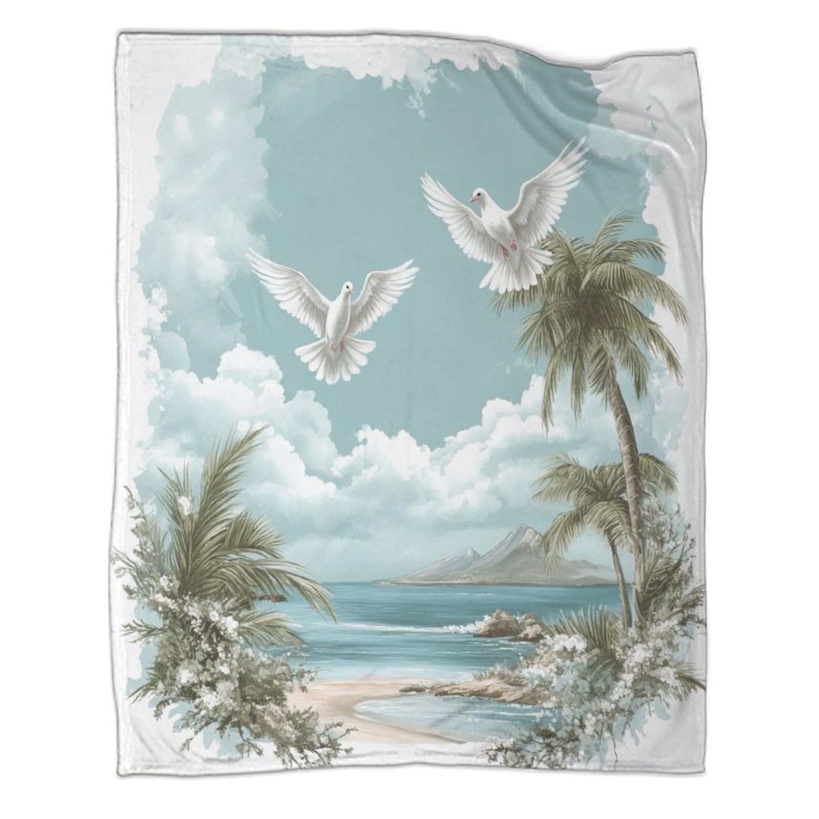 Couverture Polaire Flanelle 180x200 3D Printemps Beach pour Canapé