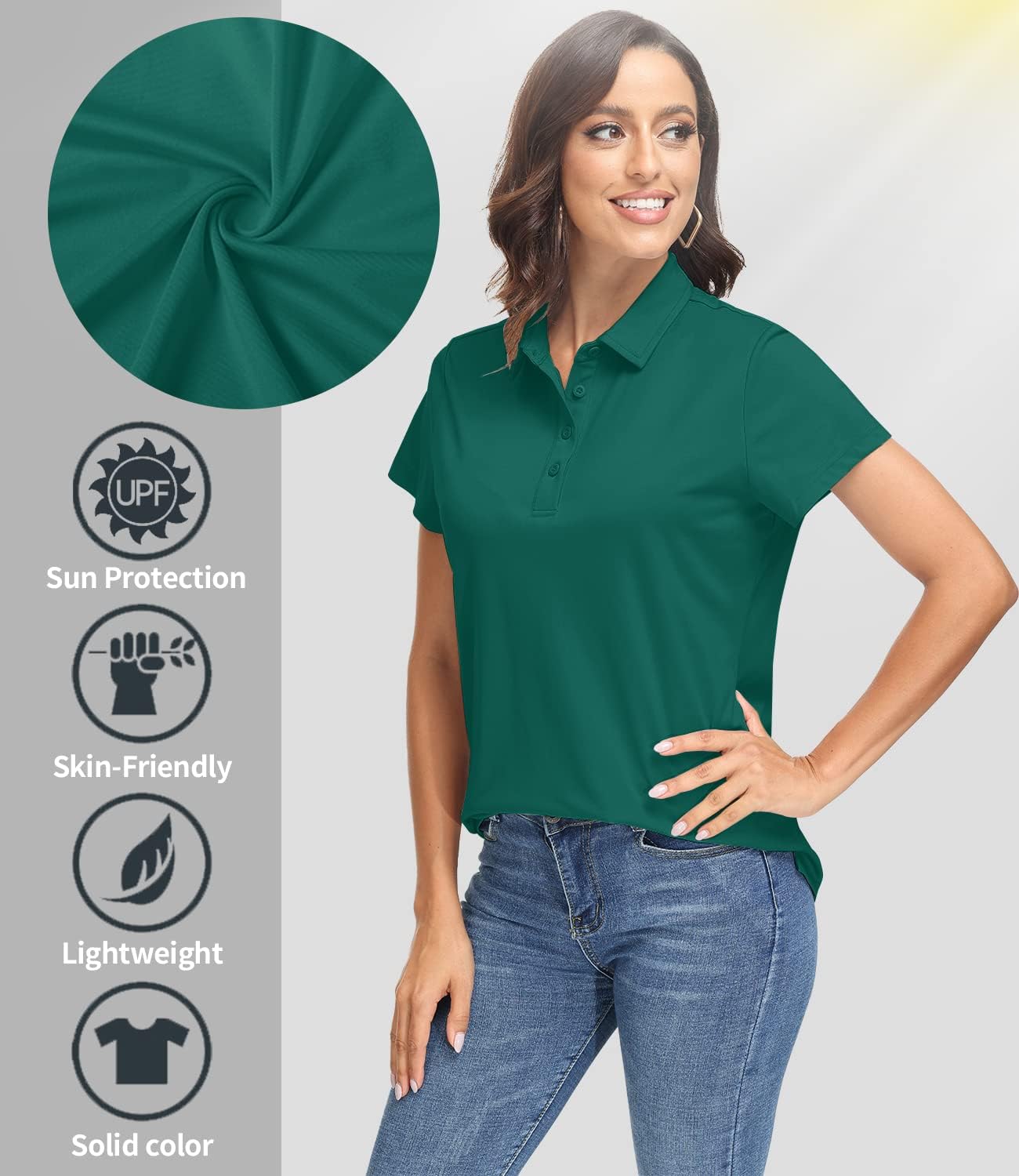 TACVASEN Women's Golf Polo Shirts Short Sleeve UPF 50+ Sun Protection Golf Shirts for Women Quick Dry Collared Polos - Image 4