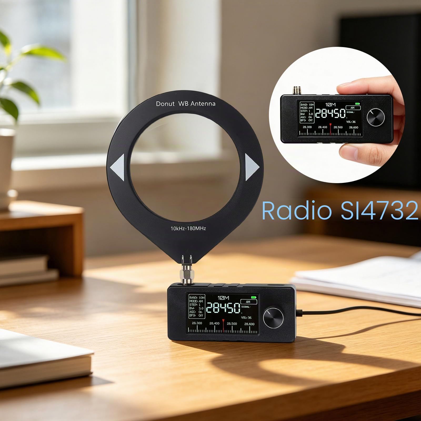 Mini Radio SI4732, Radio Completamente Equipado ESP-32-S3 Control Maestro, Chip SI4732, LSB, USB, AM, FM, Pantalla IPS de 4,8 cm, con Antena (A)