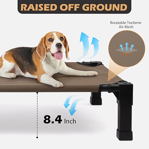 Miniatura 3 de Heeyoo Cama elevada para perros con dosel, cama para perro al aire libre con tienda de campaña de sombra extraíble, cuna elevada portátil para