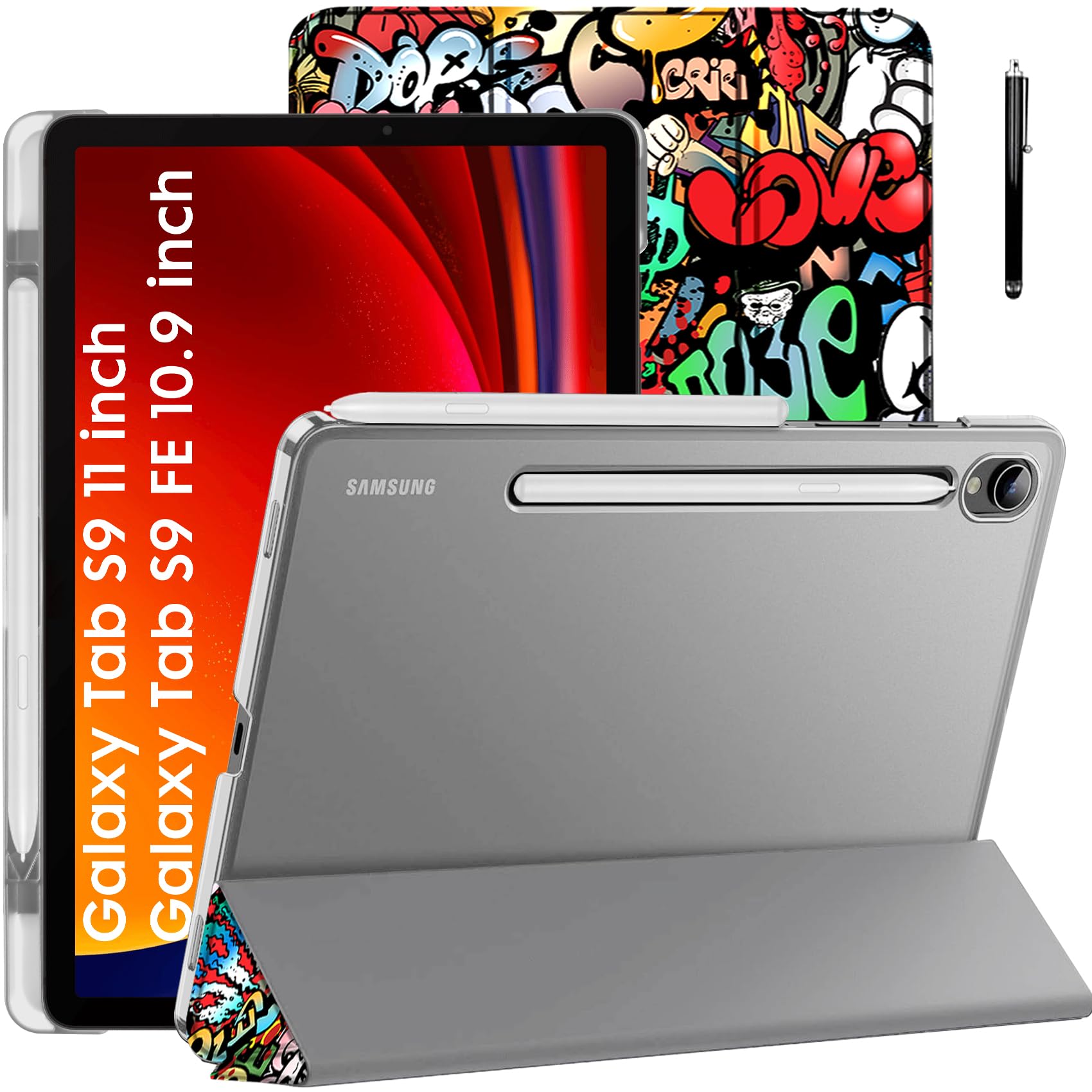 Robustrion Cover for Samsung Tab S9 11 inch/Tab S9 FE Cover Case 10.9 inch, Translucent Back Cover with [S Pen Holder] for Samsung Galaxy Tab S9 Tablet/Tab S9 FE Tablet Cover [Auto Sleep Wake] - Hippy (B0CZP6JC7Z) Amazon Price History, Amazon Price Tracker