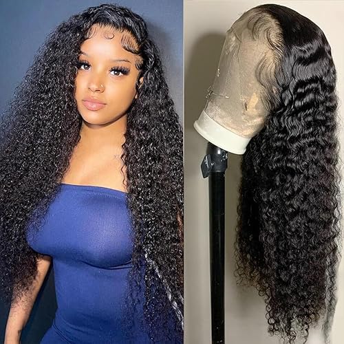 Miniatura 9 de Pelucas de cabello humano ondulado profundo con encaje frontal, prearrancado, densidad del 180%, 13x4, HD, transparente, rizado, encaje frontal