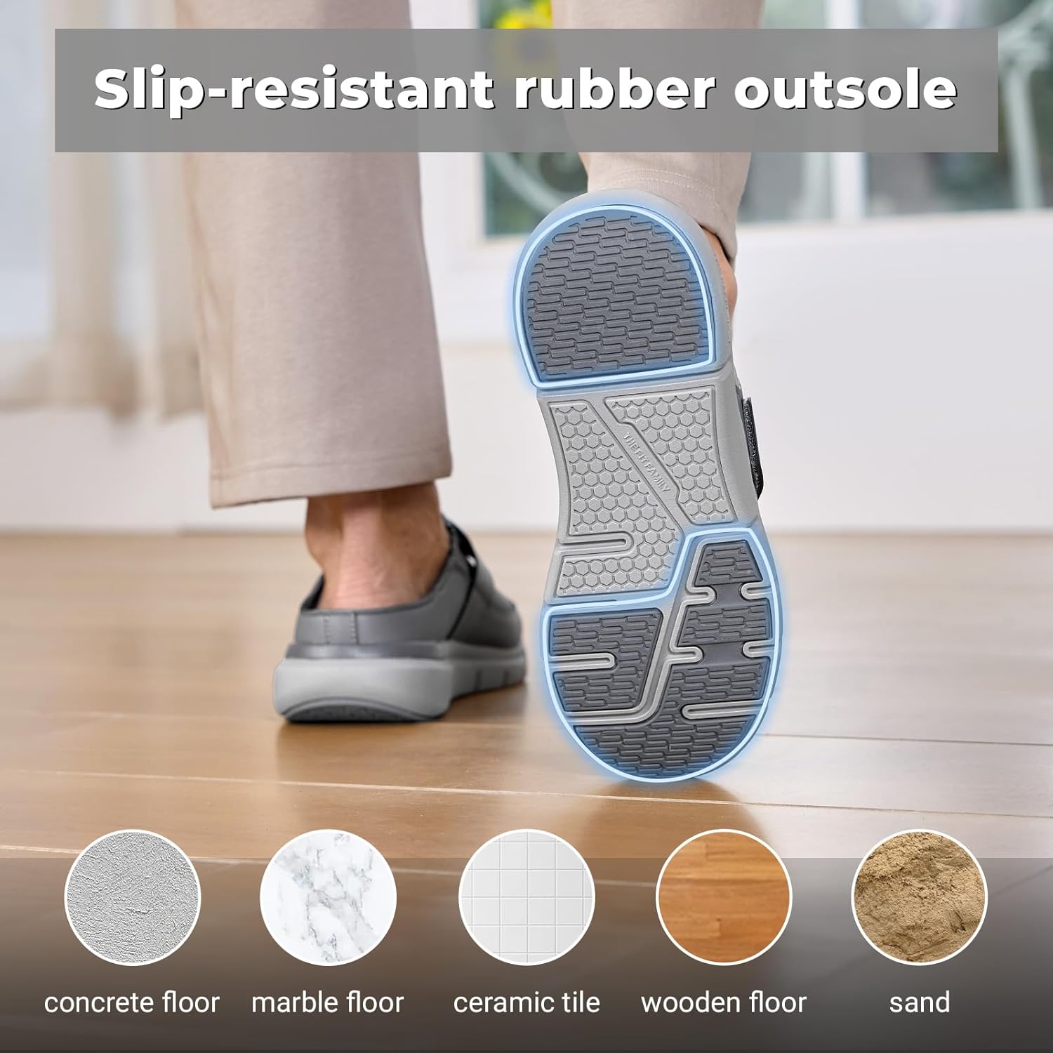 FitVille Wide Slippers for Men Slip-On Wide Mens Mules Clogs for Swollen Feet Adjustable Indoors Lightweight Walking Shoes - Image 6