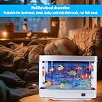 Hyuduo Mini Aquarium artificiel avec poisson en mouvement & USB LED Lumière de nuit – Réservoir de poisson de bureau pour les enfants, pépinières, décoration de bureau, lampe d'aquarium souple Glow