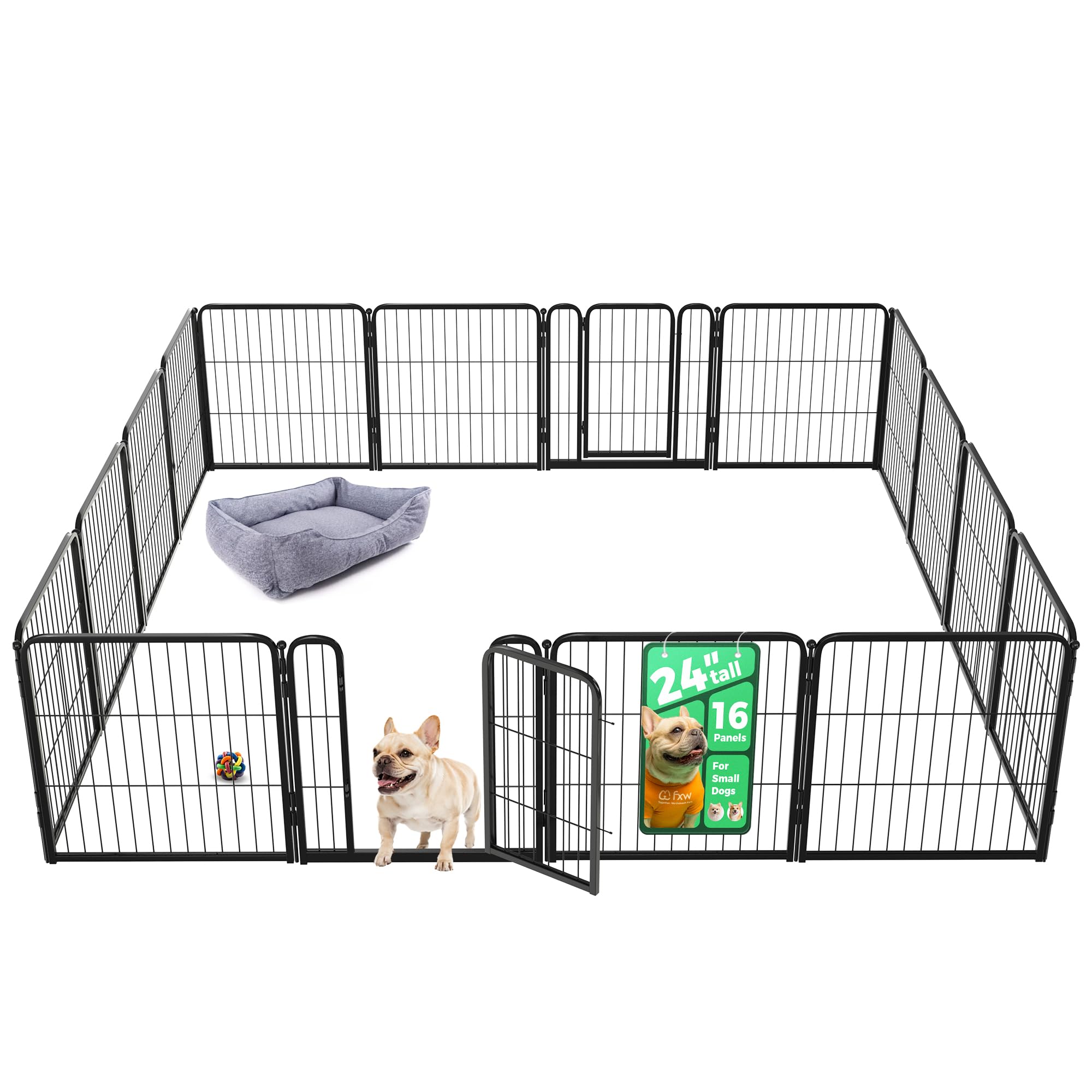 FXW Homeplus Indoor Dog Playpen, 24" H, 16 Panels, for Puppies &amp; Small Dogs