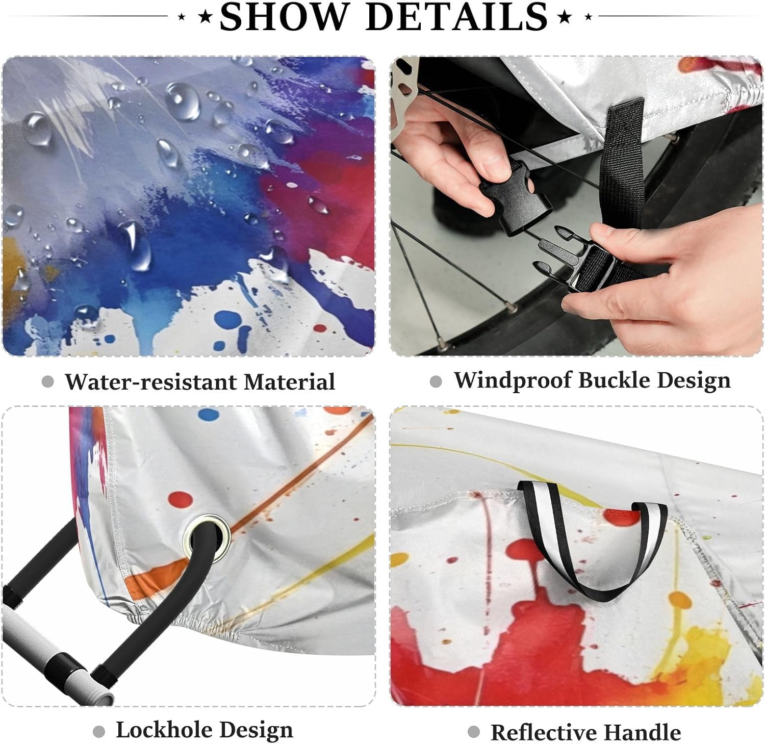 ALAZA Colorful Watercolor Cat Bike Cover Waterproof Outdoor Ebike Bicycle Covers Tarp Protection for 1/2 Bikes, Sun UV Dust Wind Proof