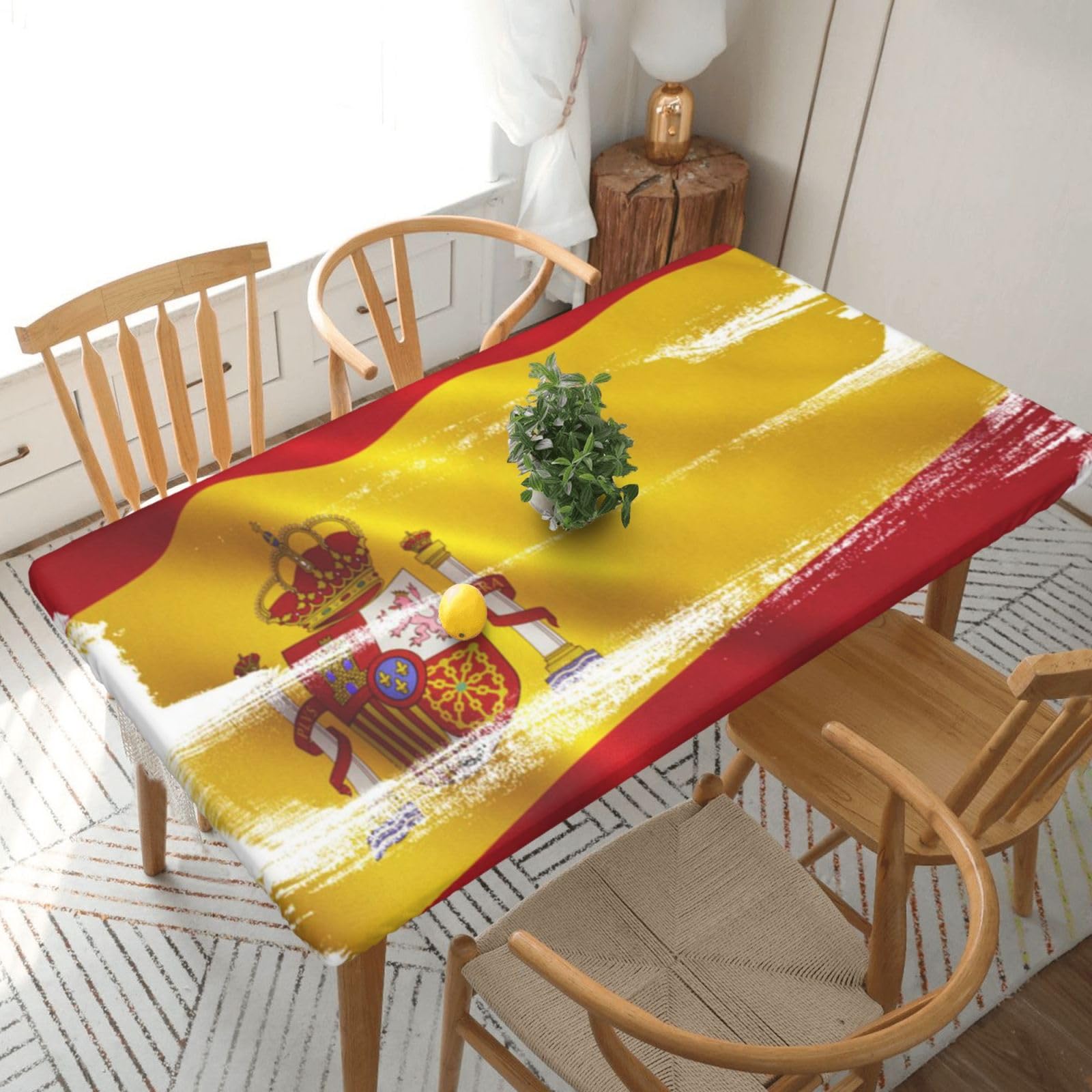 BNVSADC Spain Flag Printed 5FT Tablecloth Polyester Kitchen Water Resistant Table Cloth Dining Table Decoration Table Covers, 152x76 CM