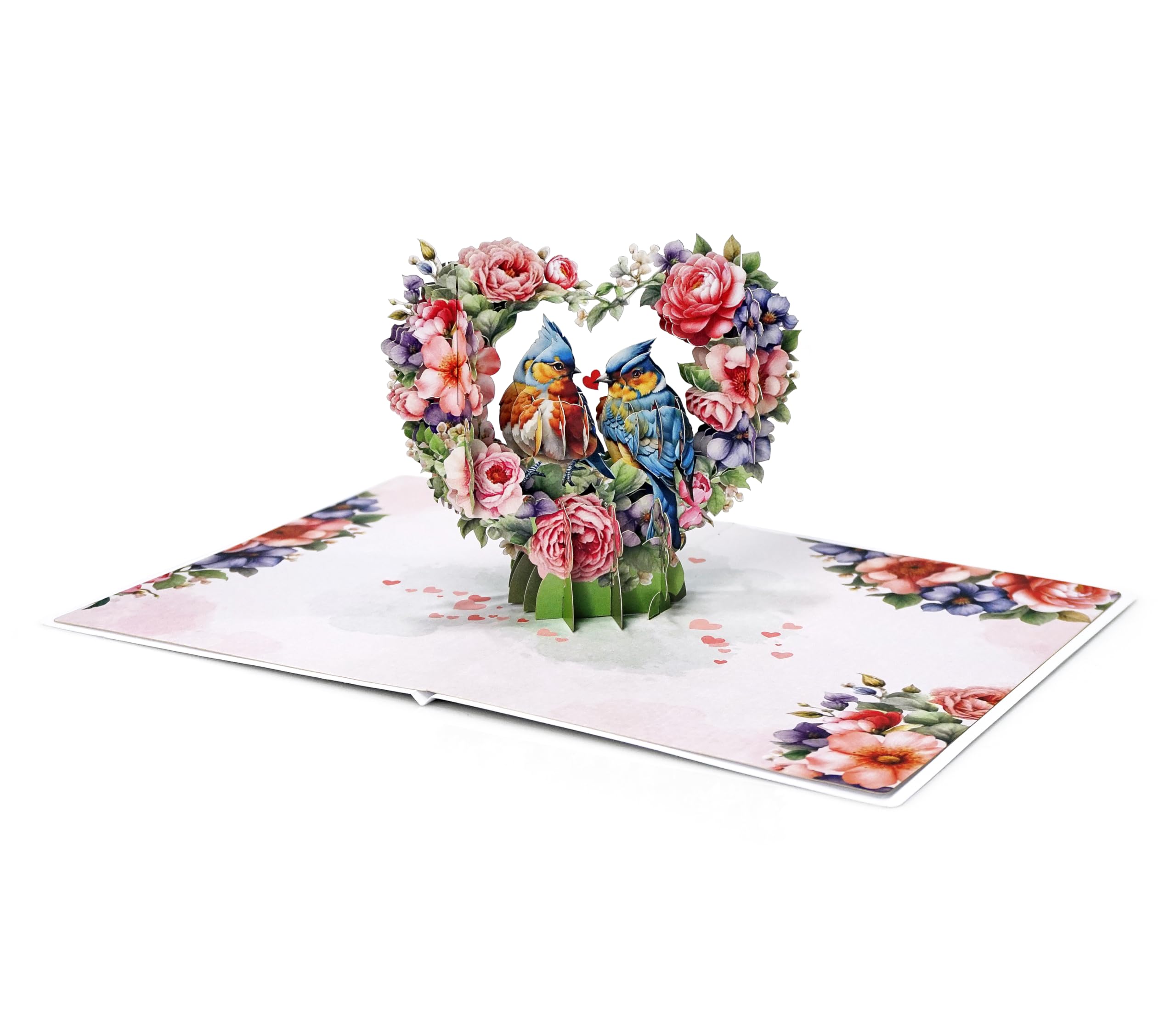 CUTPOPUP Flowers Heart w BlueJay Couple Pop Up Anniversary Cards - Image 4
