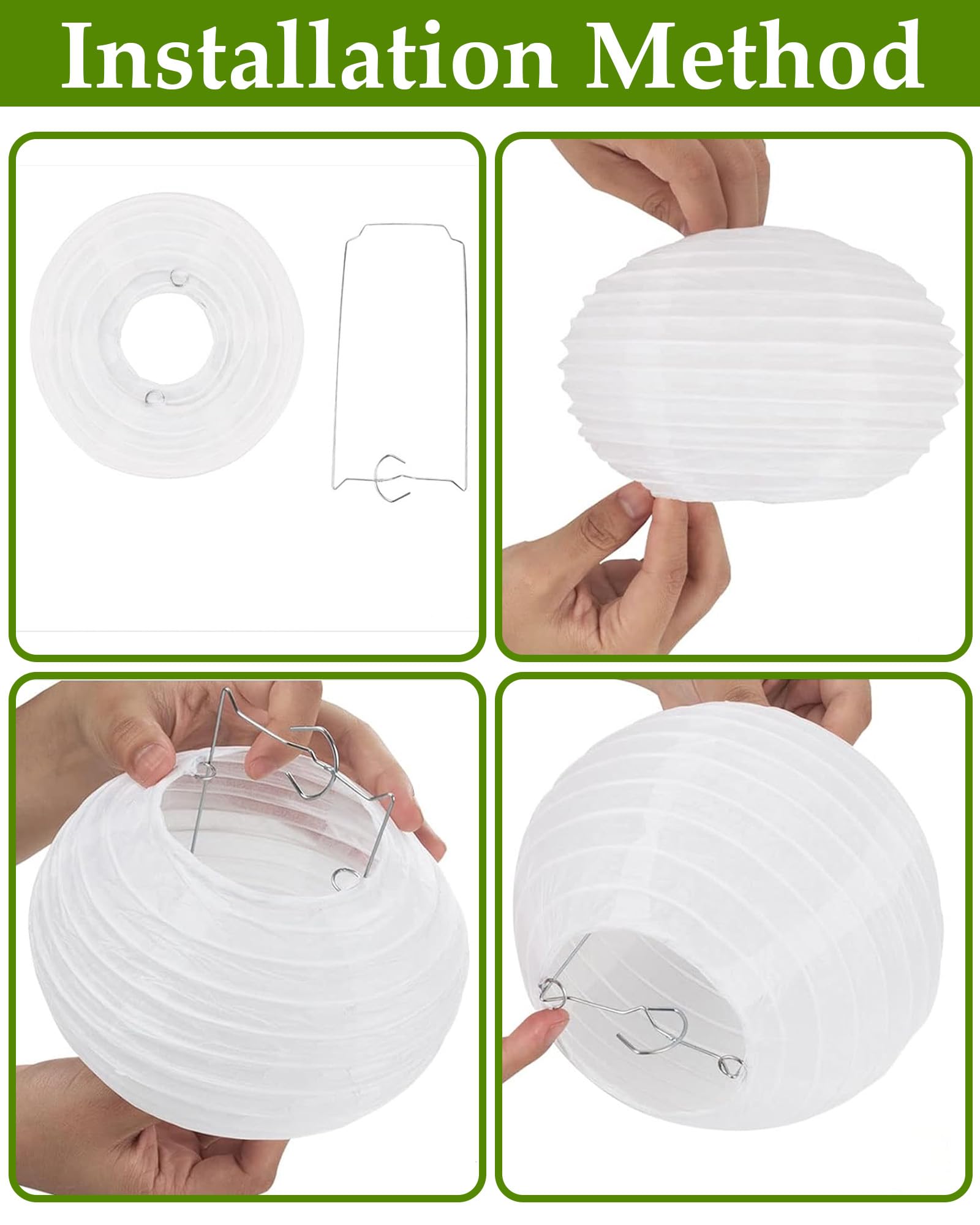 8 Lanterne di Carta Bianco,Paralume Rotondo Decorativo per Matrimoni,Decorative per Matrimoni, Compleanni, Feste ed Eventi