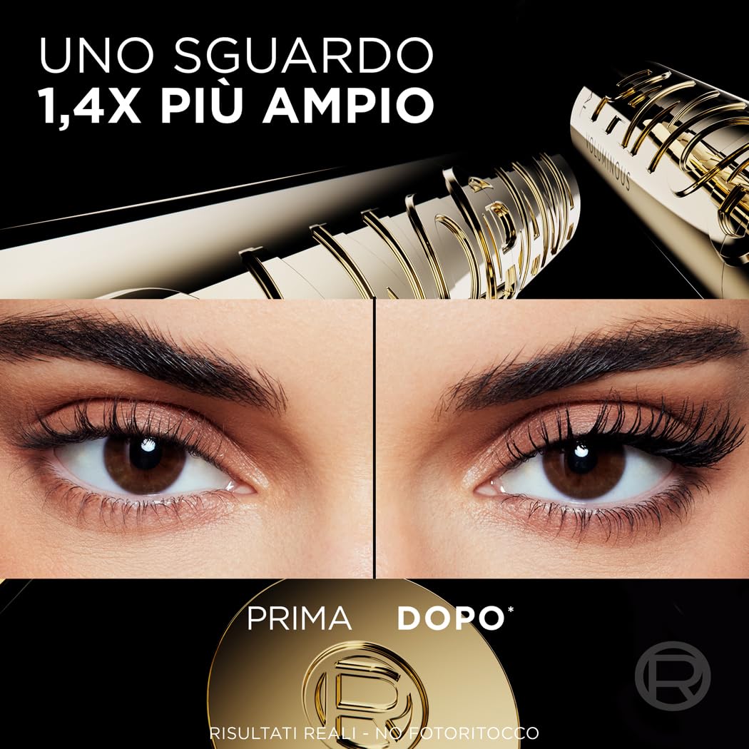 L'Oréal Paris Mascara Volumizzante, Ciglia a Ventaglio, Sguardo più Ampio, Adatto a Occhi Sensibili, Arricchito con 5% Stretchflex Complex, Senza Grumi, Panorama by Volume Million Lashes, Colore: Nero