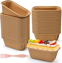 Pack of 100 Mini Paper Loaf Moulds, 8 x 4 x 4 cm Loaf Tin Cake, Small Rectangular Paper Baking Mould, Bread Baking Mould with Brush for Cakes, Bread, Muffins, Dessers