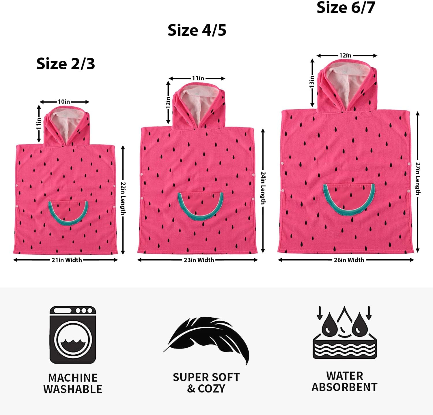 Kids Hooded Beach Towel Pullover - Shark Character Microfiber Towel With Snaps - View #3