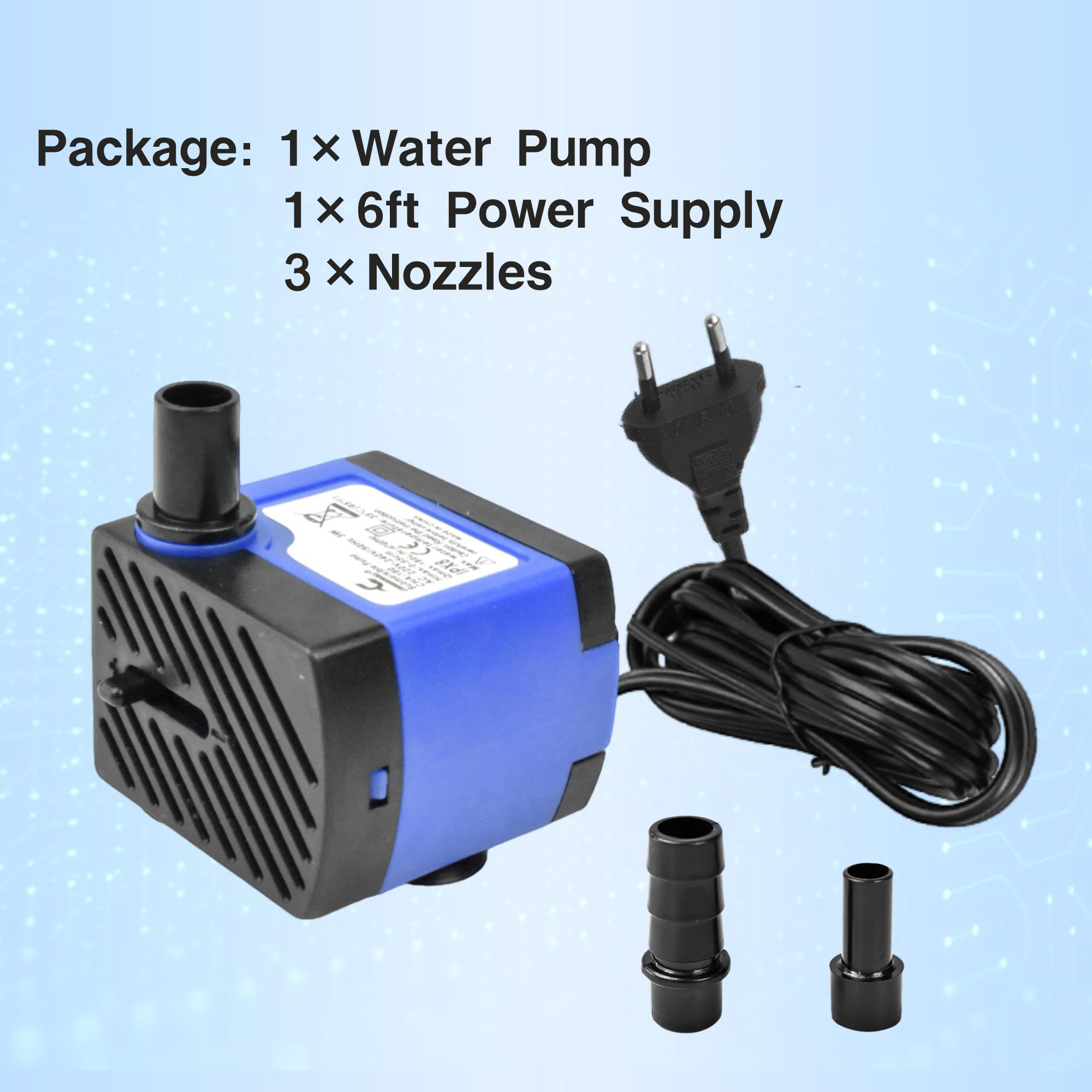 CONQUERALL 2PCS Bomba sumergible pequeña para fuentes de 74 GPH, 4W, 2.46 pies de altura, para acuarios y fuentes de agua